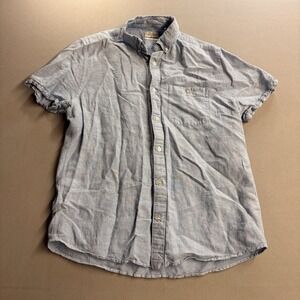 Next Men’s Medium Blue Linen Blend Short Sleeve Button Down Coastal Shirt